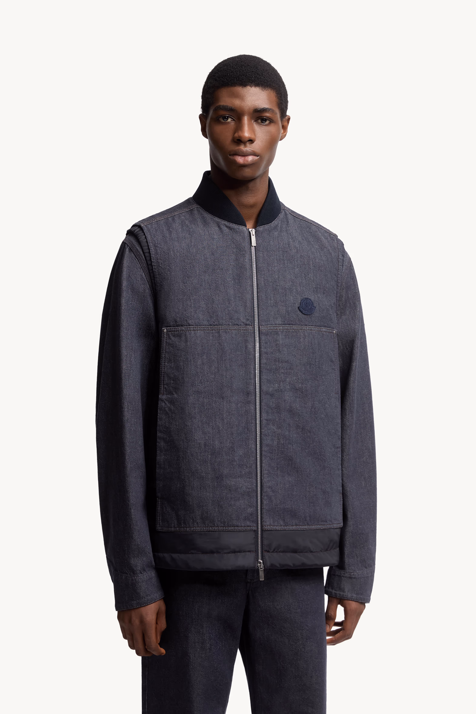 Chaleco plumífero de tejido vaquero Ranche Hombre Azul Denim Moncler 3